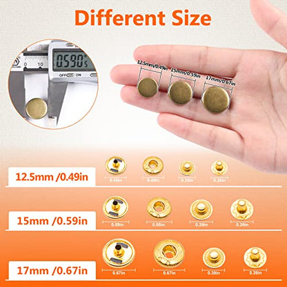 Alritz 120 Set Leather Snap Fasteners Kit 12.5mm Size 6 Colors with Tools - style: 12.5mm