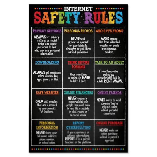 Internet Safety Rules Poster, 12"x18", Computer Science Classroom Poster