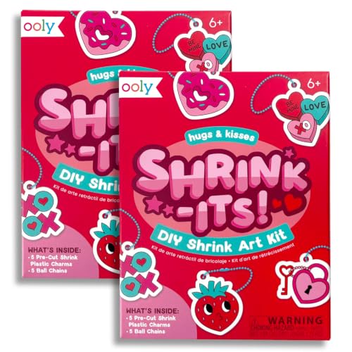 Ooly DIY Mini Shrink Art Charms Kit, 20 Pc - Hugs & Kisses - color: Hugs & Kisses - 2 Pack