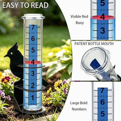 Rain Gauge Outdoor, Accurate Rain Gauges Outdoors Best Rated with Holder