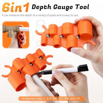 18 Pcs Plumbing Tool Kit, Pipe Depth Gauge, Reamer,Normal,Red - style: Normal
