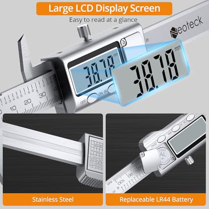 Neoteck 4 inch/100mm Digital Caliper, Stainless Steel Metal Mini Caliper