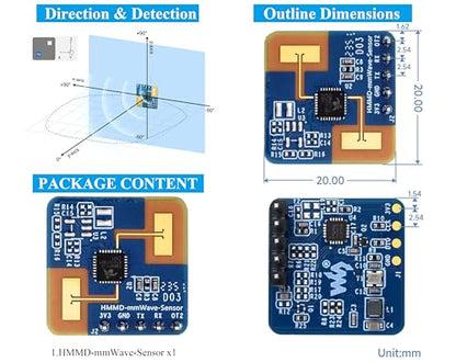 Human Micro-Motion Detection mmWave Sensor Compatible with Raspberry Pi/Pi Pico/Jetson Nano/ESP32, 24GHz mmWave Radar, Based On S3KM1110, Adopt Frequency Modulated Continuous Wave (FMCW) Technology - color: 1PCS