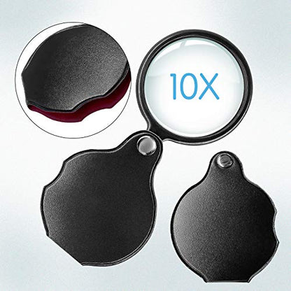 Wapodeai 2pcs 10x Small Pocket Magnify Glass