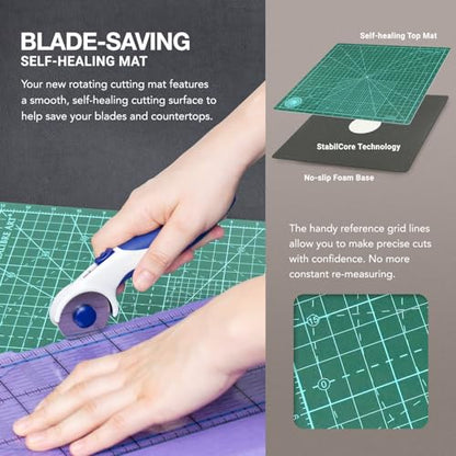 Calibre Art Rotating Self Healing Cutting Mat 18x18 (17" Grid), Quilting
