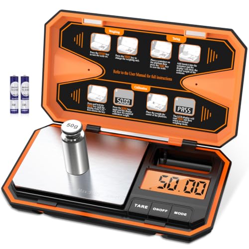 AMIR Digital Pocket Scale, Digital Scale Grams, 500g/0.01g Gram Scale - color: Orange