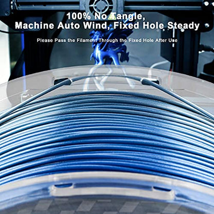 AMOLEN PLA 3D Printer Filament, PLA Filament 1.75mm Silk Shiny Filament Blue Silver Filament, 3D Printing Filament 1KG/2.2lb - color: Silk Gradient Blue Silver