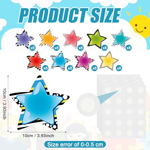 Kolldenn 72 Pcs Star Cutouts Paper 4" for Classroom Decor Teachers Craft - style: Star