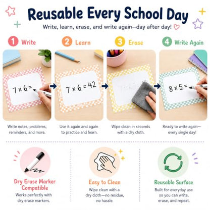 Cinrobiye 24 Pcs Dry Erase Stickers for Classroom Tables, Reusable Writable Decals with 2 Scrapers, Waterproof Dry Erase Spots for Desks, Whiteboards, Walls, Teacher Classroom School Supplies - color: Pastel
