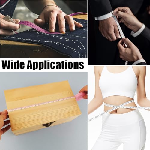 GDMINLO 4 Pack Tape Measure Retractable Measuring Tape for Body Fabric Sewing Tailor Weight Loss Measurements 60-Inch Soft Pink and White & Retractable Black and Pink Dual Sided Tape Measure