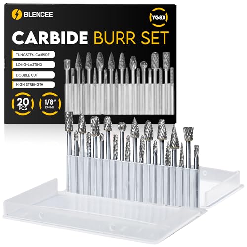 20Pcs Carbide Burr Set - 1/8" Shank Tungsten Die Grinder Bits, Double Cut - Compatible with Dremel & Milwaukee - Cutting, Engraving, Deburring - Rasp Accessories - Metal, Steel, Aluminum - size: 20pcs - 3mm