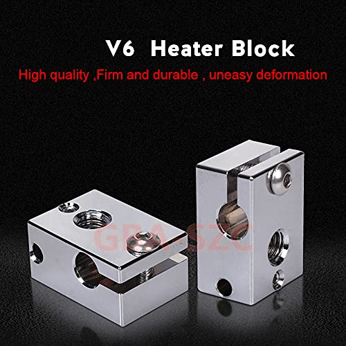 PT100 V6 Plated Copper Heater Block 1PC with Silicone Sock for Titan Aero Extruder,V6 Hotend,V6 heatbreak,Prusa i3 MK3/MK3S hotend.(1 PC) - color: Heatblock-V6 1PC