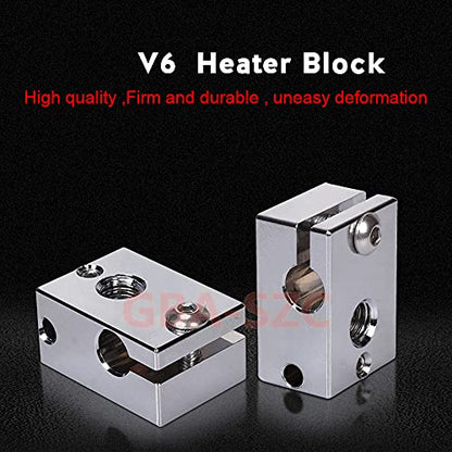 PT100 V6 Plated Copper Heater Block 1PC with Silicone Sock for Titan Aero Extruder,V6 Hotend,V6 heatbreak,Prusa i3 MK3/MK3S hotend.(1 PC) - color: Heatblock-V6 1PC