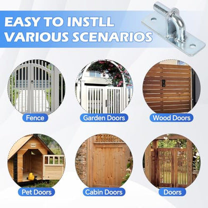 4 Sets Wall Mount Gate Hinge Bracket with Strap Hinge Heavy Duty Farm & Chain Link Gate Hinges Farm Gate Hinges Outdoor Hardware for Barns Tool Sheds and Other Swing Doors, Galvanized - style: 4pcs U-shape-12''