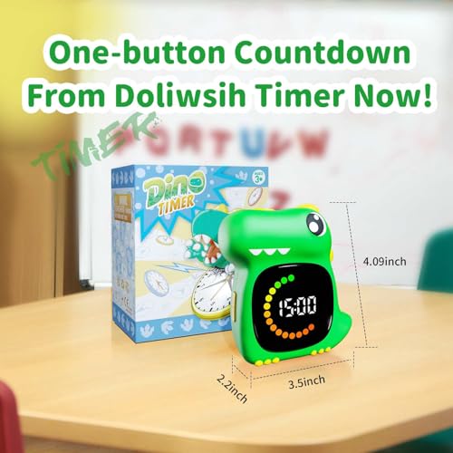 Visual Timer for Kids, Green Dino Kid Timer Clock Potty Training - color: Green
