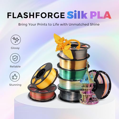 FLASHFORGE Silk PLA Filament 1.75mm, 3D Printer Filament 1kg (2.2lbs) Spool, Smooth and Silky Texture 3D Printing Filament, Dimensional Accuracy +/- 0.02mm - color: Dreamy Trio