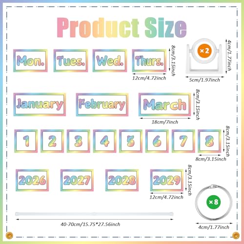 AmazingSpark 54 Pcs Flip Calendar Bulletin Board Set 2026 Classroom Date Flip Chart Calendar for Classroom with Adjustable Holder Back to School Elementary Must Have Supplies(Gradient Style,Pastel) - color: Pastel, style: Gradient Style