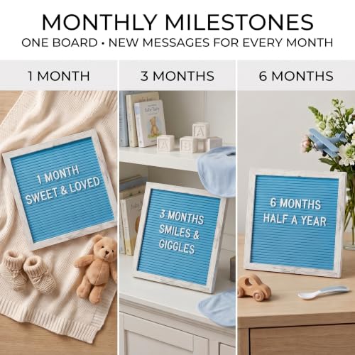 Rustic Blue Felt Letter Board 10x10 Inch for Baby Boy Announcements - color: Rustic Blue