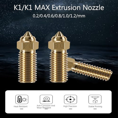 10PCS 3D Printer Extruder Nozzles Kit for K1/K1 Max/Ender 3 V3 KE - color: 10PCS Nozzles for K1