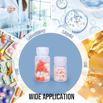 12 Pack 2oz Plastic Bottles with Lids - Wide Mouth BPA-Free Leak-Proof Sample Containers for Lab Reagents, Pills, Cosmetics, Travel Toiletries & Essential Oils Storage (Transparent, 2OZ/60ML) - size: 60ML