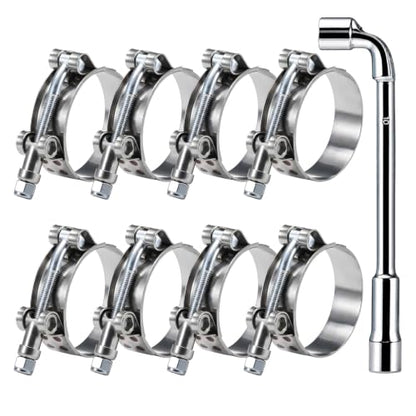 8 Pack 1.75 Inch T Bolt Hose Clamps 51-57mm, Heavy Duty Stainless Steel Turbo Clamps for Performance Car Intercooler Boost Pipe Radiator - size: 51-57mm(2.01"-2.24") 8Pcs
