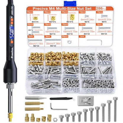 Preciva Heat Set Insert Tool, M4 Threaded Inserts Screw Kit for 3D Printing - size: M4