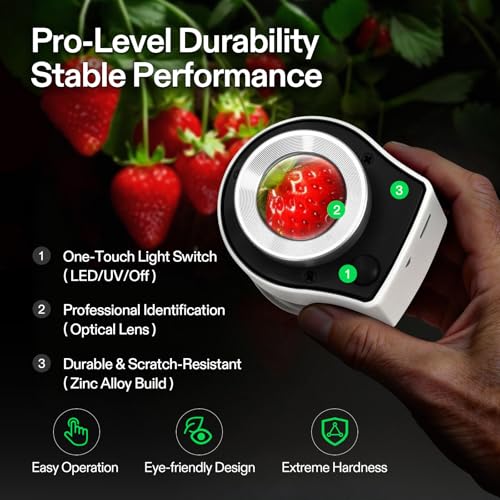 VIVOSUN 30X Rechargeable Loupe Magnifier with LED Light and UV Light, White - color: White