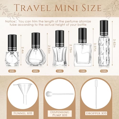 Domensi 30 Pack Vintage Glass Empty Perfume Bottles Refillable,Black - color: Black