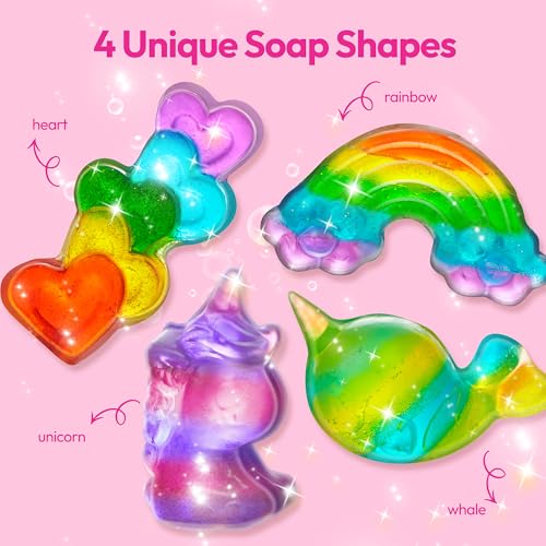 Klever Kits Unicorn Soap Making Kit- 4 Molds Girl Crafts DIY Project, Unicorn Girl Gifts, Kids Birthday Gift for Aged 6+, Science STEM Activity Teenage Gifts for Kids Ages 6 7 8 9 10 11 12