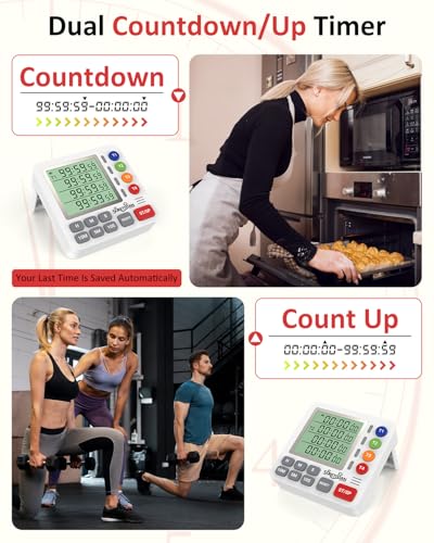 Digital Kitchen Timer with 4 Channel, Loud Alarm and Silent Mode - color: White