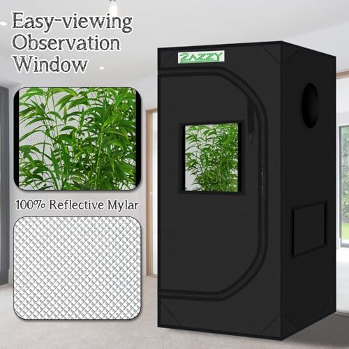 2x2 Grow Tent 24"x24"x48" 600D Mylar Hydroponic Indoor Plant Grow Tent - size: 24"x24"x48"