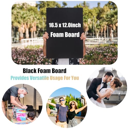 EPHECH 20Pack 12" x 16.5" Black Foam Board with 3/16" Thick Foam Core - size: BK-12" x 16.5"-20PCS