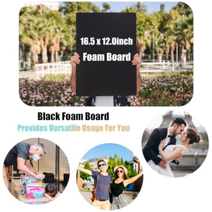 EPHECH 20Pack 12" x 16.5" Black Foam Board with 3/16" Thick Foam Core - size: BK-12" x 16.5"-20PCS