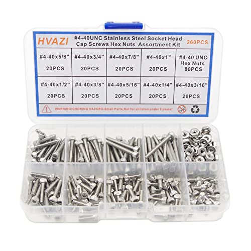 #4-40 UNC 304 Stainless Steel Knurled Hex Socket Cap Screw & Nut Kit - size: #4-40UNC