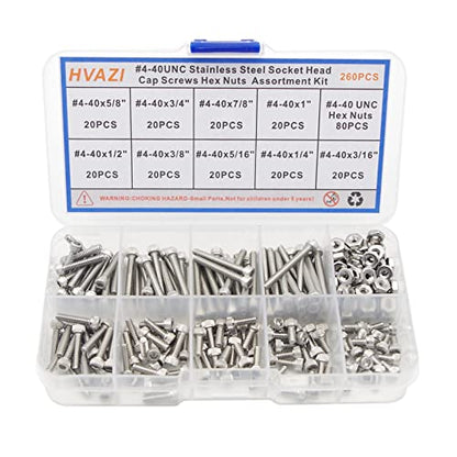 #4-40 UNC 304 Stainless Steel Knurled Hex Socket Cap Screw & Nut Kit - size: #4-40UNC
