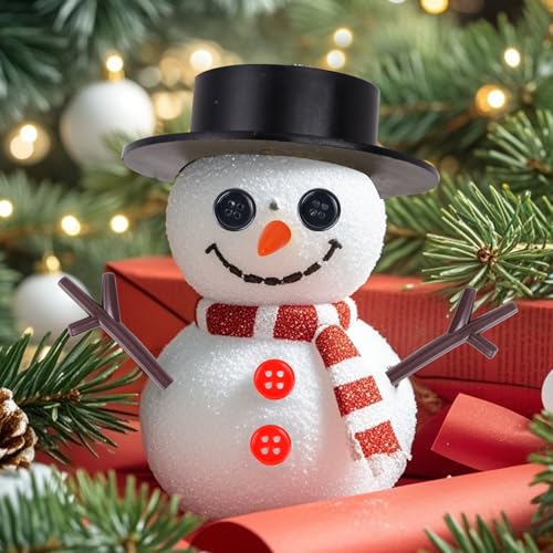 Marrywindix 400 Pieces Christmas Snowman DIY Craft Buttons Kit 40 Carrot Noses Buttons 40 Mini Black Magician Hats 240 Tiny Buttons and 80 Trigeminal Hand for Christmas Party Supplies