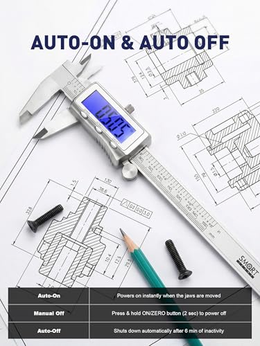 6'' Rechargeable Digital Caliper, All Metal & Long Lasting Design