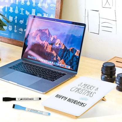 Desktop Glass Whiteboard, 9.5"x 6.7" Desk Dry Erase Board with Wood Stand - color: Stand-white a