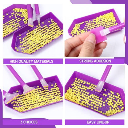 Affrolling 90 Pcs Diamond Art Tools, Drill Pens Trays Glue Clay - color: Purple