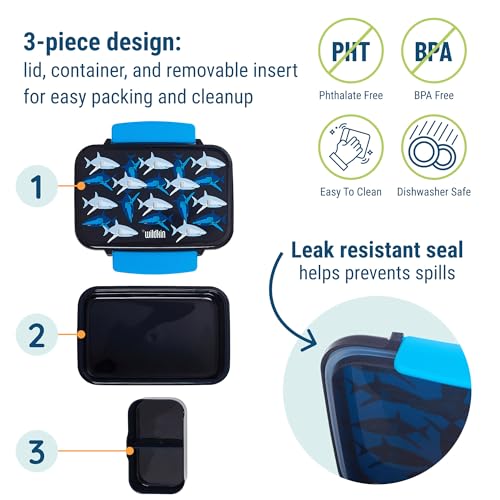 Wildkin Reusable Food Container for Kids – Sharks - color: Sharks
