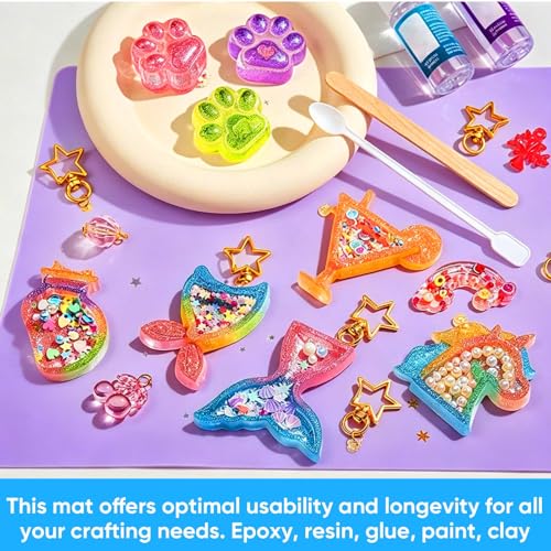 HiGift 4 Pack Silicone Mats for Crafts, Silicone Sheet for Crafts Resin Jewelry Casting Mat Pad, Waterproof Nonstick Heat-Resistant, Blue, Pink, Purple, Green (15.7'' x 11.8'' & 11.6'' x 8.3'')