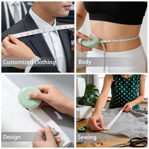 9 Pcs Tape Measure Body Measuring Tape with Soft Ruler for Sewing, Fabric, Cloth, Knitting, Tailor, DIY Home Craft, Mini Retractable Dual Scale 60 Inch - size: 9PCS