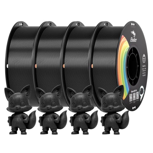 Creality 3D Printer Filament PLA 1.75mm 4KG, Upgrade PLA+ Filament Strong Toughness No-Tangling Vacuum Packaging 3D Printing Filament Fit Most 3D Printers - color: Pla+-4*black