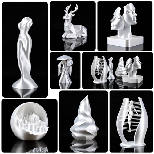 OVV3D Silk PLA Filament 1.75mm, Upgrade White PLA Filament 3D Printer Filament, Silk White 3D Printing Filament, 3D Filament 1.75 +/- 0.02mm, Silk 1.75 PLA Filament for 3D Printer and 3D Pen, 1kg - color: Silk White