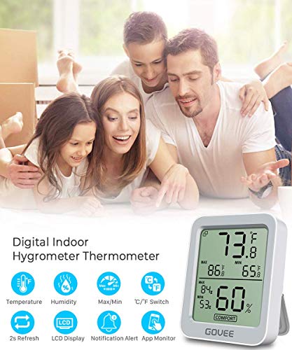 Govee Indoor Hygrometer Thermometer H5075 with Bluetooth App Control - color: Grey, size: 1 Pack