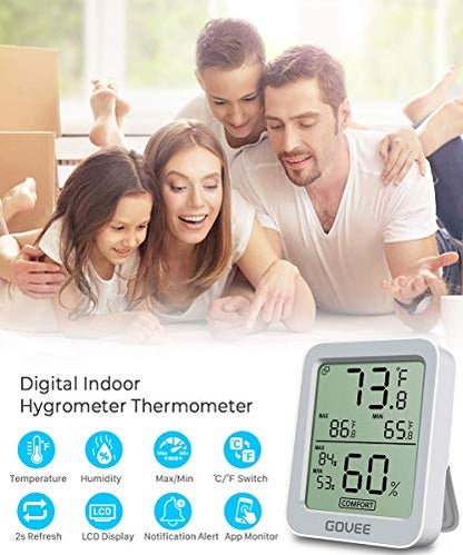 Govee Indoor Hygrometer Thermometer H5075 with Bluetooth App Control - color: Grey, size: 1 Pack
