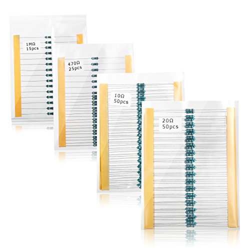 0 Ω to 1 Mega Ohm Resistors Assortment Kit of 1 Percent Tolerance| Metal Film Resistor/Variety Pack of 605 Pcs/Plastic Box | Fits Excellently to Breadboards/Arduino Projects