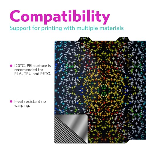 Cookiecad Cookie Sheet - Holographic 3D Printer Build Plate - Double Sided Reflective 3D Printer Bed, Flexible Spring Steel 3D Printer Platform (Chromatic Stars, 180x180) - size: 180x180, style: Chromatic Stars