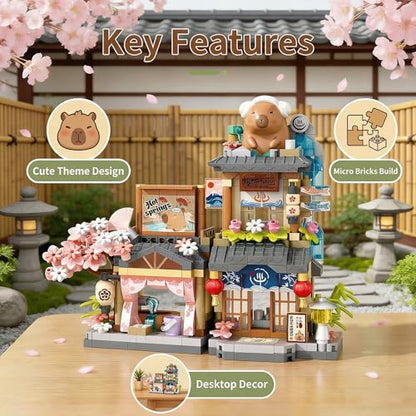 Capybara Hot Spring Retreat Mini Micro Building Blocks Toy Set - color: Capybara Hot Spring Retreat