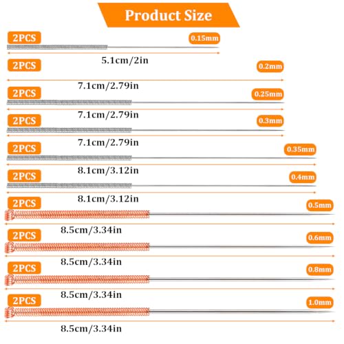 20 Pcs 3D Printer Nozzle Cleaning Kit, Stainless Steel Nozzle Cleaning Needles, No Clogger 3D-Printer Welding Tip Cleaner Tools, 3D Printer Accessories